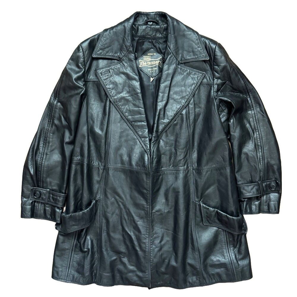 Vintage Montgomery Ward The Tannery Black Leather Jacket Womens Size 19/20